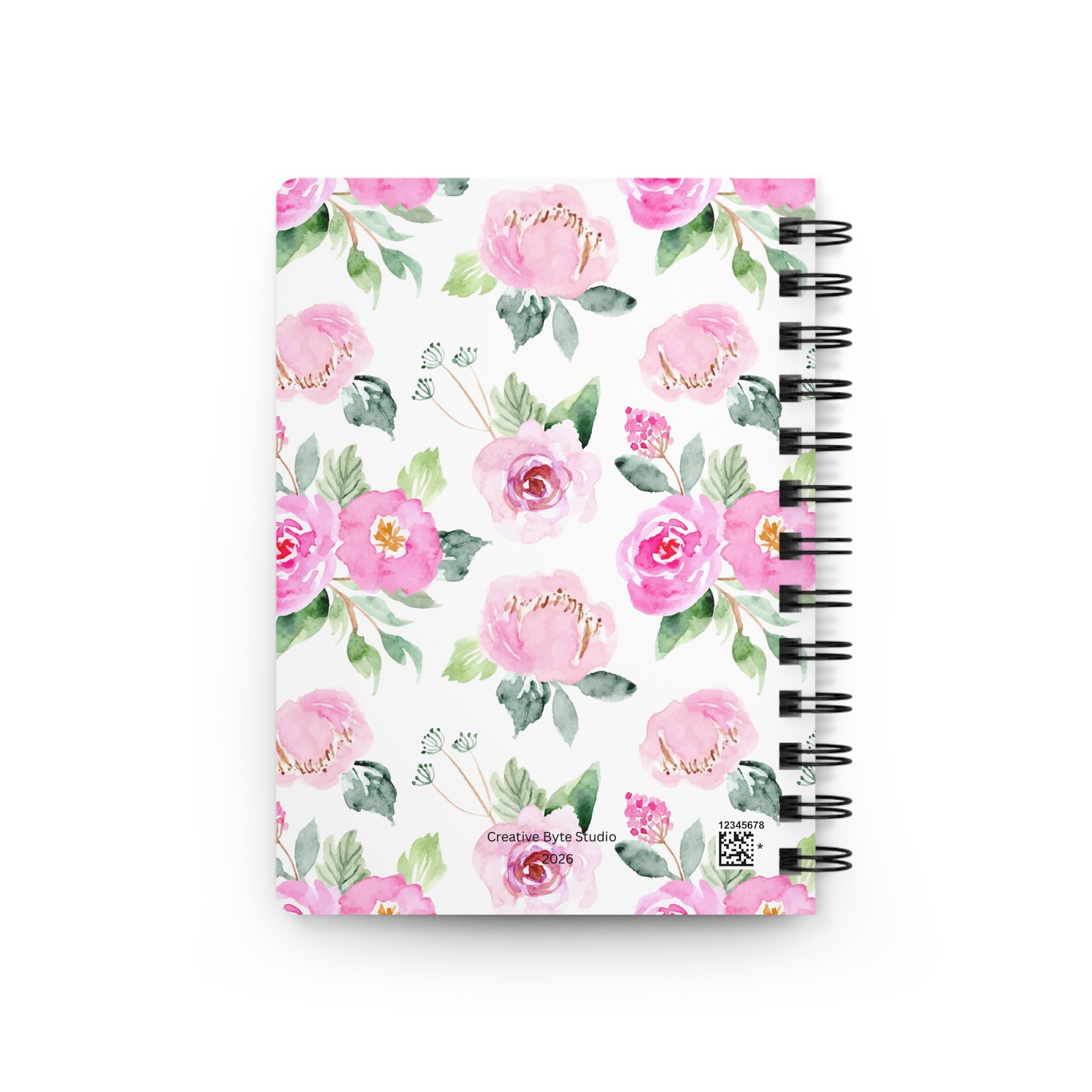 Floral Pink Watercolor Spiral Journal — "Journal" Covered Notebook for Notes & Gifts